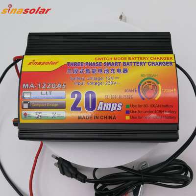 20Amps Automotive Three phase smart battery charger Car Battery Power Bank Charger with Cable